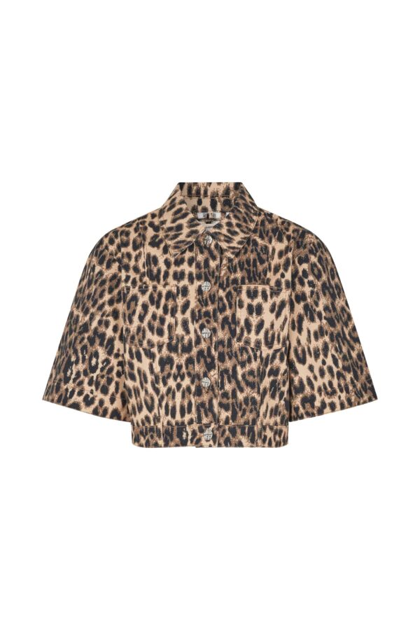 Baum Und Pferdgarten - Majsa skjorte  - brun - Size (34) - Tøj > Skjorter > Skjorter  Cropped denimskjorte i det fineste leopard print