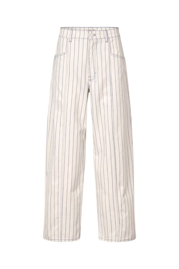 Baum Und Pferdgarten - Nara wide leg jeans  - creme - Size (40) - Tøj > Jeans > Wide leg jeans  Nara wide leg jeansene er designet i baggy silhuet en cremefarvet vask med blå striber. Jeansene har lommer foran