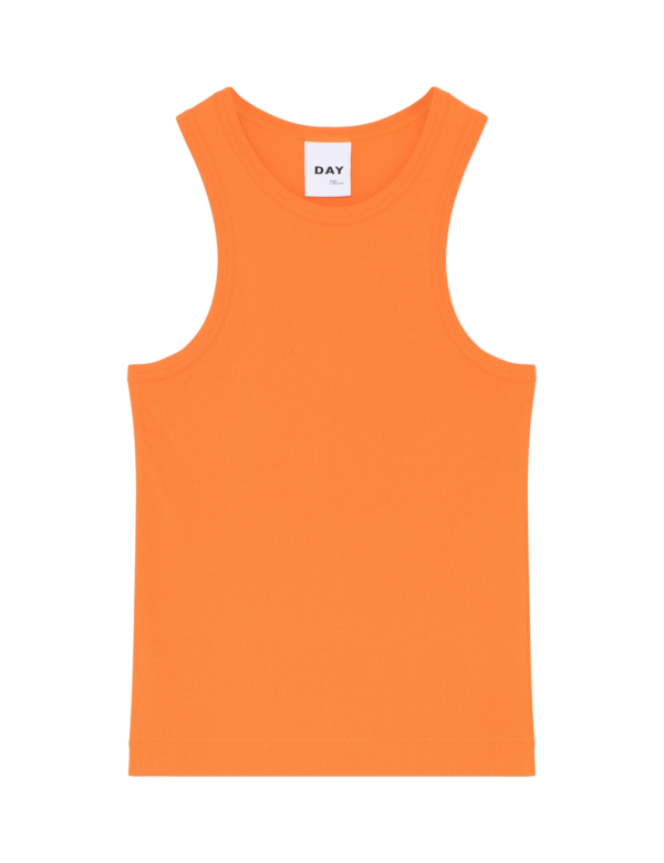 Day Birger Et Mikkelsen - Alison top  - orange - Size (xl) - Tøj > Toppe > Toppe  Alison toppen fra Day Birger et Mikkelsen er en klassisk tanktop designet med en rund hals. Toppen er tætsiddende og fremstillet i et ribbet materiale. Alison toppen er her i en skrigende orange farve.