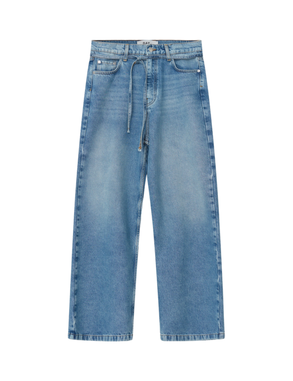 Day Birger Et Mikkelsen - Elijah Blue Soft Denim wide leg jeans  - blå - Size (42) - Tøj > Jeans > High waist jeans  Cool denimbukser fra DAY Birger et Mikkelsen. Bukserne har bindebånd i taljen og lige ben.Â Bukserne er lavet af 100% bomuld.Â 