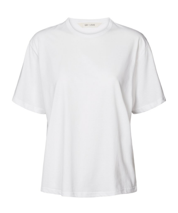 Gai+lisva - Nynne S/S linen t - hvid - Size (xl) - Tøj > Basics > T-shirts  NynneÂ S/S linen t-shirten er lavet i 100% OEKO-TEX certificeret hør. T-shirten er designet i enÂ loose silhuet med korte ærmer ogÂ rund hals.