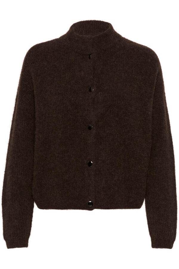 Gestuz - Alpha kort cardigan  - brun - Size (xl) - Tøj > Striktrøjer > Cardigans  Alpha cardiganen er designet i en regulær silhuet med lange ærmer