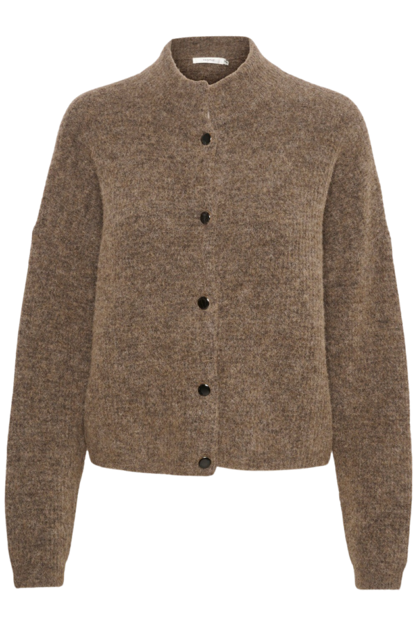 Gestuz - AlphaGZ cardigan  - brun - Size (xl) - Tøj > Basics > Cardigans  Alpha cardiganen er designet i en lige silhuet med lange ærmer og høj hals. Cardiganen er gennemknappet foran med mørke kontrast knapper.