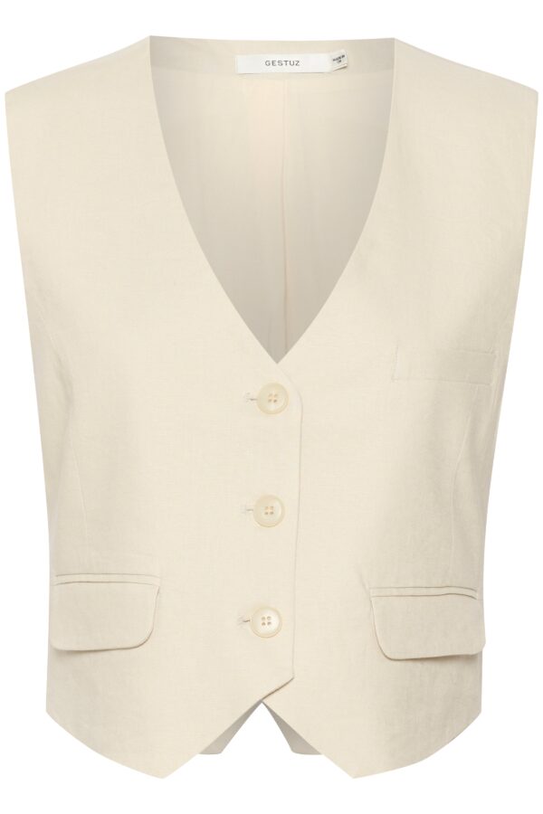 Gestuz - Liza linen vest  - creme - Size (40) - Tøj > Veste > Blazer veste  Denne vare udgår af sortiment og sælges til udsolgt.