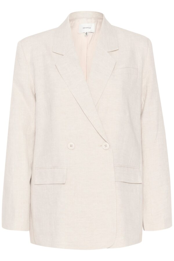 Gestuz - LizaGZ Linen blazer  - creme - Size (42) - Tøj > Blazere > Oversized blazere  Oversized blazer i en lækker Linen og Lyocell blanding. Blazeren har et klassisk snit med sidelommer på begge sider.