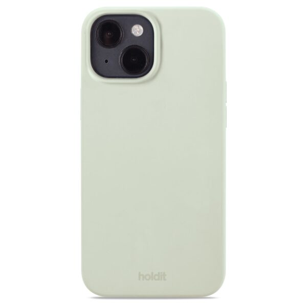 Holdit - iPhone 14/13 Silicone cover - White Moss - Accessories >  >  Ensfarvet silikone cover fra Holdit i en støvet grøn farve. Coveret passer både en iPhone 13 og iPhone 14.