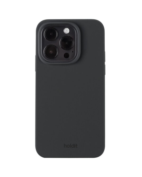 Holdit - iPhone 15 Pro Silicone cover - sort - Accessories >  >  Det klassiske silikone cover fra Holdit med logo i bunden. Coveret er designet i en ensfarvet sort farve og passer en iPhone 15 Pro.