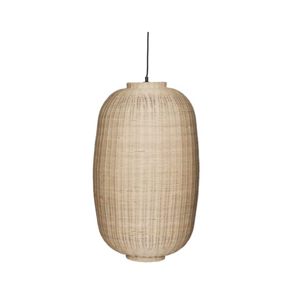 Hübsch - Chand loftslampe - sort/natur - Lamper > Pendler > Pendler  Chand loftslampe i rattan fra Hübsch. Lampen er lavet i en oval form med en sort ledning.