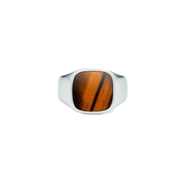 Ix Studios - IX Cushion Signet Tiger Eye ring - sølv - Smykker > Ringe > Ringe  Unisex signet sølvring med bløde kanter og Tiger Eye natursten. Smykkets topplade måler 14x14 mm. Ringen fås i forskellige størrelser og den fås også som forgyldt. Smykket er unisex.