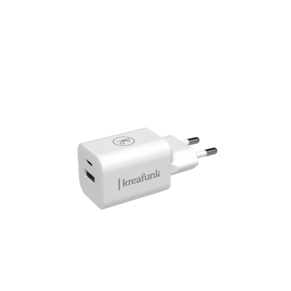 Kreafunk - aDAPT USB-oplader - hvid - Elektronik > Opladere > Opladere  USB-oplader med USB A- og C-porte