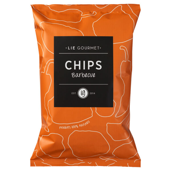 Lie Gourmet - Chips med barbecue - 125 g. - Køkkenudstyr > Delikatesser > Delikatesser  Gourmet kartoffelchips fra Lie Gourmet. Chipsene er med den skønneste smag af barbecue med en sprød konsistens uden tilsætningsstoffer. Lie Gourmet chips er slow-cooked hvilket betyder ekstra smag og sprødhed. De er produceret i et familiedrevet firma i B