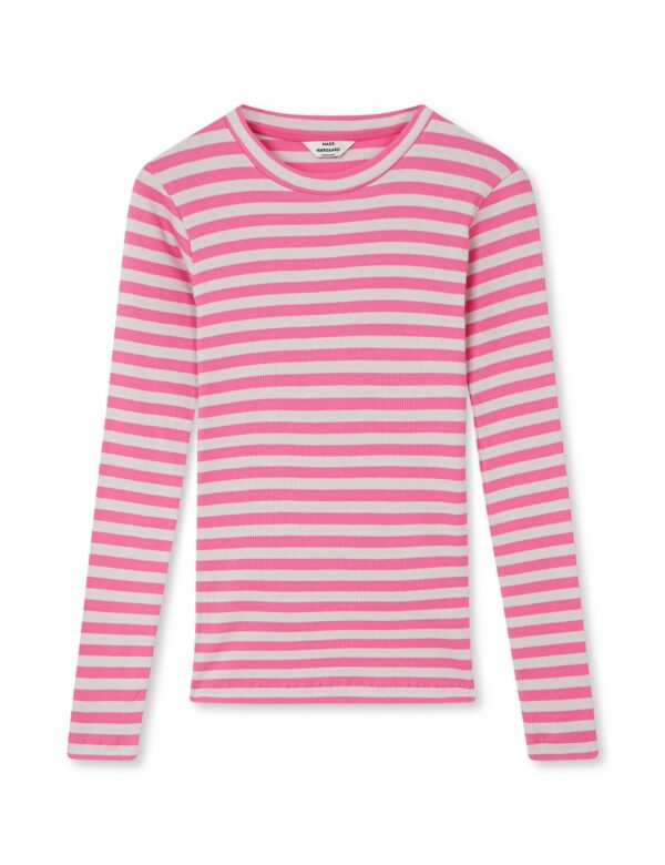 Mads Nørgaard - 2X2 Cotton Stripe Tuba langærmet t - rosa - Size (xxl) - Tøj > Basics > T-shirts  Klassisk langærmet t-shirt fra Mads Nørgaard fremstillet af 100% økologisk bomuld. Trøjen er ribstrikket