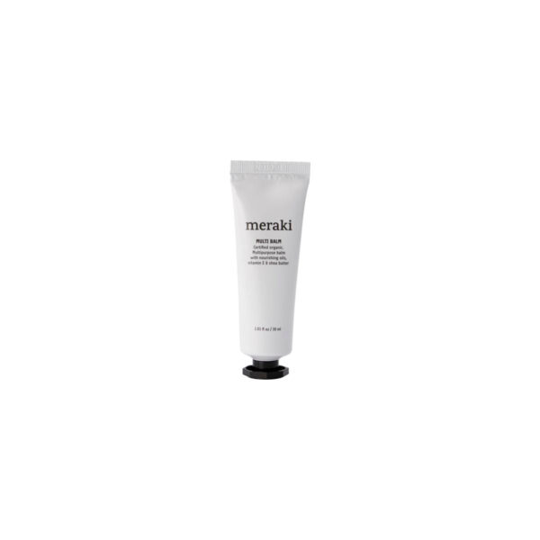 Meraki - Multi balm creme - 30 ml. - Kropspleje > Bodylotions > Bodylotions  Multi balm cremen fra Meraki lindrer tør hud og genskaber fugtbalancen. Sheabutteren opretholder hudens fugtighed og elasticitet og mandel- og solsikkeolien er rig på vitaminer. Herunder antiokidanten E-vitamin