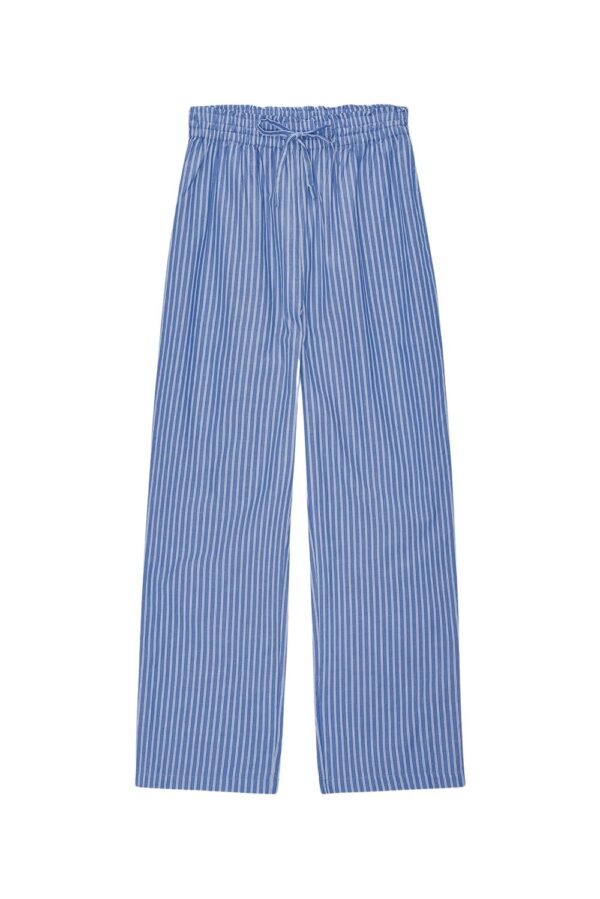 Moshi Moshi Mind - Moon stripe bukser  - blå - Size (xl) - Tøj > Bukser > Løse bukser  Moon pants stripe bukserne er designet i en loose pasform med lige ben og elastik i livet. Bukserne har lommer i hver side og bindebånd i livet.