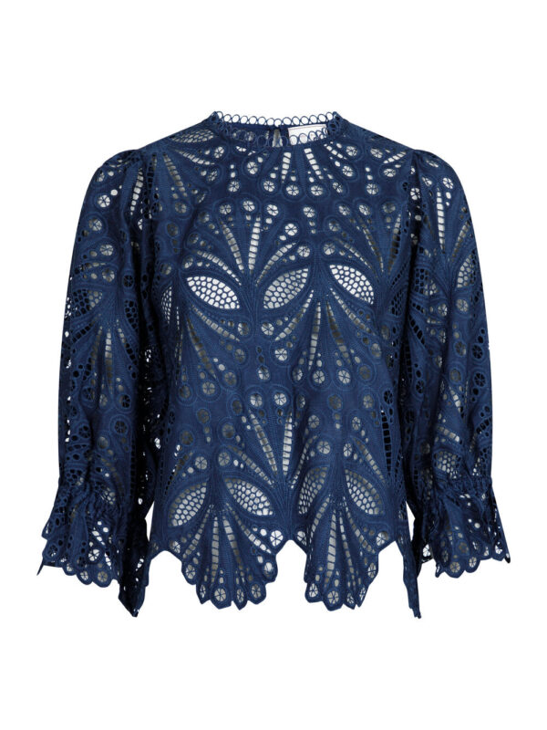 Neo Noir - Adela Embroidery bluse  - blå - Size (36) - Tøj > Bluser > Bluser  Denne vare udgår af sortiment og sælges til udsolgt.