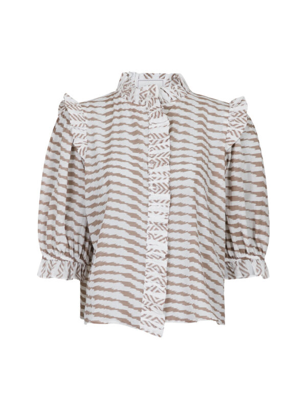 Neo Noir - Chacha Graphic bluse  - beige - Size (34) - Tøj > Bluser > Bluser  Denne vare udgår af sortiment og sælges til udsolgt.