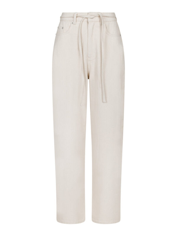 Neo Noir - Muran jeans  - creme - Size (42) - Tøj > Jeans > Straight leg jeans  Klassiske cremefarvet jeans medÂ lige ben og mid-waist pasform. Bukserne har bindebåndsdetalje som er aftageligt