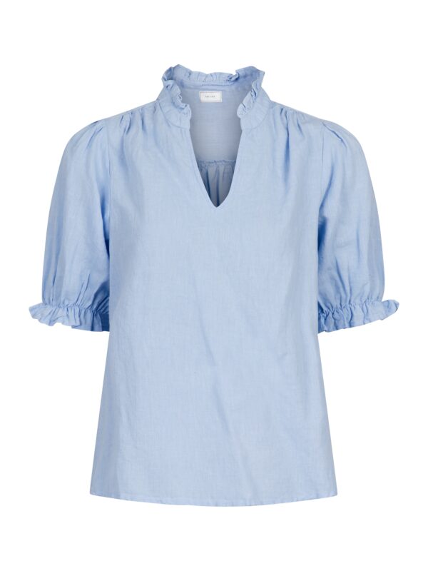 Neo Noir - Odesa Linen bluse  - blå - Size (34) - Tøj > Bluser > Bluser  Feminin bluse fra Neo Noir