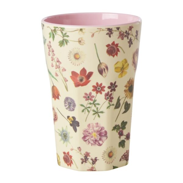 Rice - Melamine Floras Dream Print Tall kop - 400 ml. - Borddækning > Kopper & krus > Kopper uden hank  RICE&apos;s populære Tall melaminkop med Floras Dream print og en fin lyserød farve indvendigt i koppen. Tall koppen fås også i andre fine farver og mønstre.