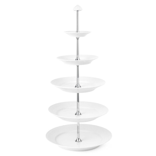 Royal Copenhagen - Hvid Riflet etagere - 5 Lag - Borddækning > Fade > Etagere  Hvid Riflet etageren med 5 lag er en klassiker