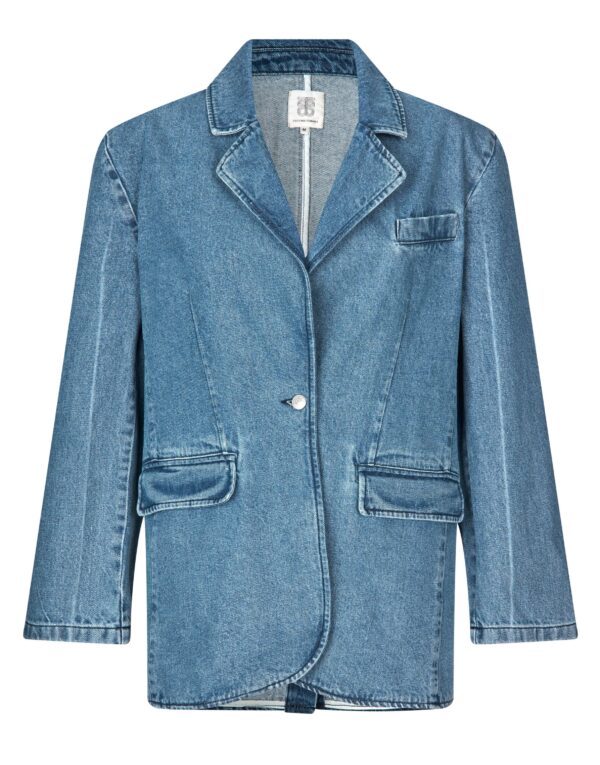 Second Female - Everly Denim blazer  - blå - Size (xl) - Tøj > Blazere > Oversized blazere  Everly Denim blazeren fra Second Female er en blå denim blazer. Blazeren er designet med en klassisk krave