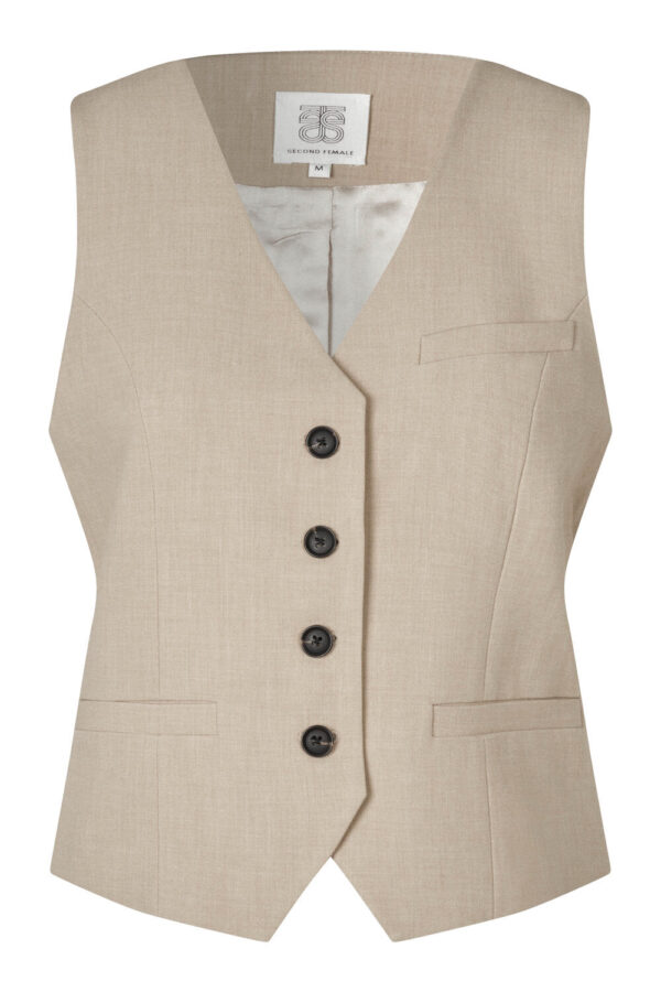 Second Female - Felice blazer vest  - beige - Size (l) - Tøj > Veste > Blazer veste  Denne vare udgår af sortiment og sælges til udsolgt.