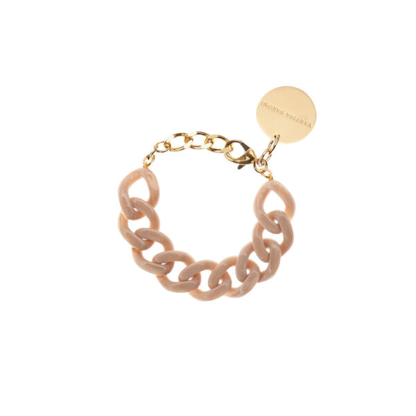 Vanessa Baroni - Flat Chain armbånd - Sand Marble - Smykker > Armbånd > Armbånd  Dette Flat Chain armbånd med flotte og lette acetatled følger nemt håndleddets bevægelser. Armbåndet har en justerbar forgyldt messinglås