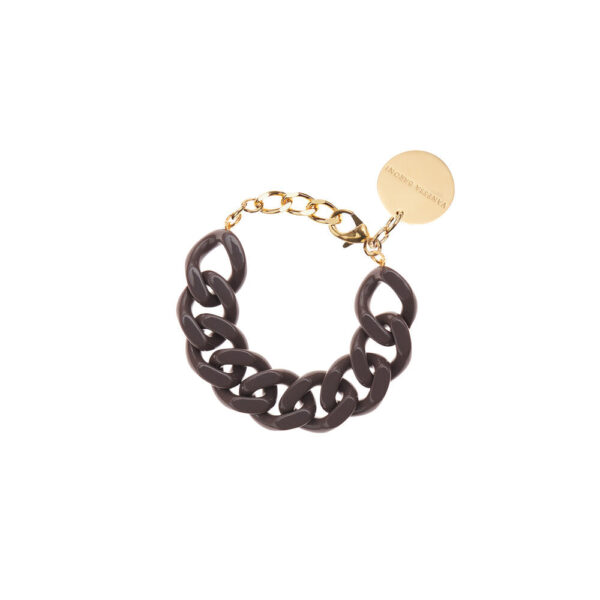 Vanessa Baroni - Flat Chain armbånd - Taupe - Smykker > Armbånd > Armbånd  Dette Flat Chain armbånd med flotte og lette acetatled følger nemt håndleddets bevægelser. Armbåndet har en justerbar forgyldt messinglås