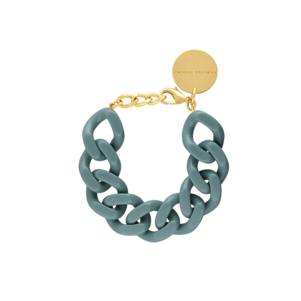 Vanessa Baroni - Flat Chain armbånd - Winter Mint - Smykker > Armbånd > Armbånd  Dette Flat Chain armbånd med flotte og lette acetatled følger nemt håndleddets bevægelser. Armbåndet har en justerbar forgyldt messinglås