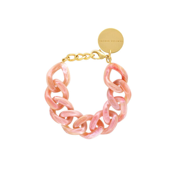 Vanessa Baroni - Flat Chain armbånd - peach marble - Smykker > Armbånd > Armbånd  Flat Chain armbåndet er designet i et chunky look med rosa led