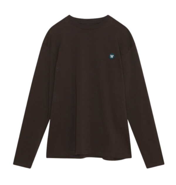 Wood Wood - MEL BADGE LONGSLEEVE t - brun - Size (xxs) - Tøj > T-shirts > T-shirts  Denne vare udgår af sortiment og sælges til udsolgt.